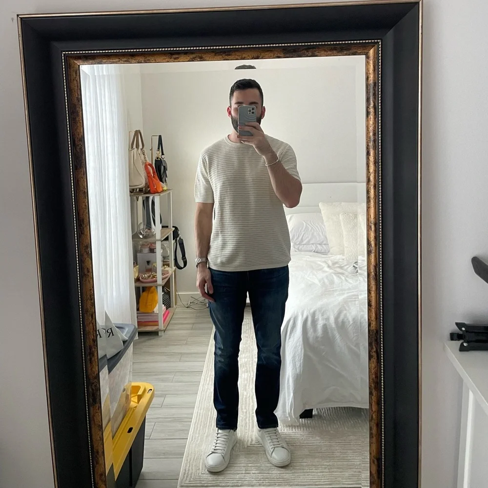 ZARA Knit Beige T-Shirt - Picture 1 of 3